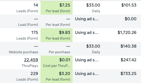 418 leads campaign result screenshot